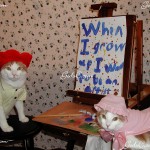 Two of my cats, Patrick and Esther painting. 2007